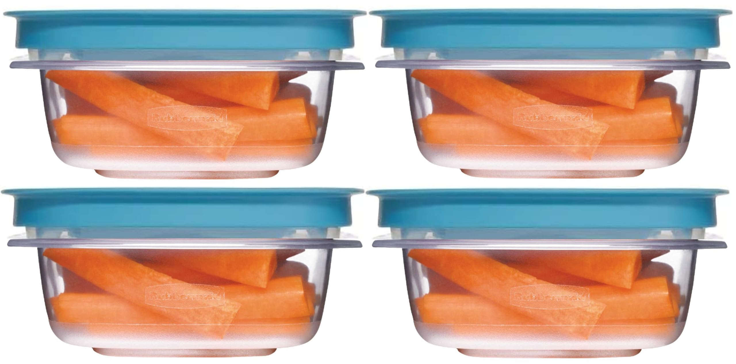 Utensilux Rubber maid 1.25 Cup Flex & Seal Leak Proof Lids Food Storage Container Set, Teal, Clear Meal Prep Flex Containers, 4 Piece Bundle Set