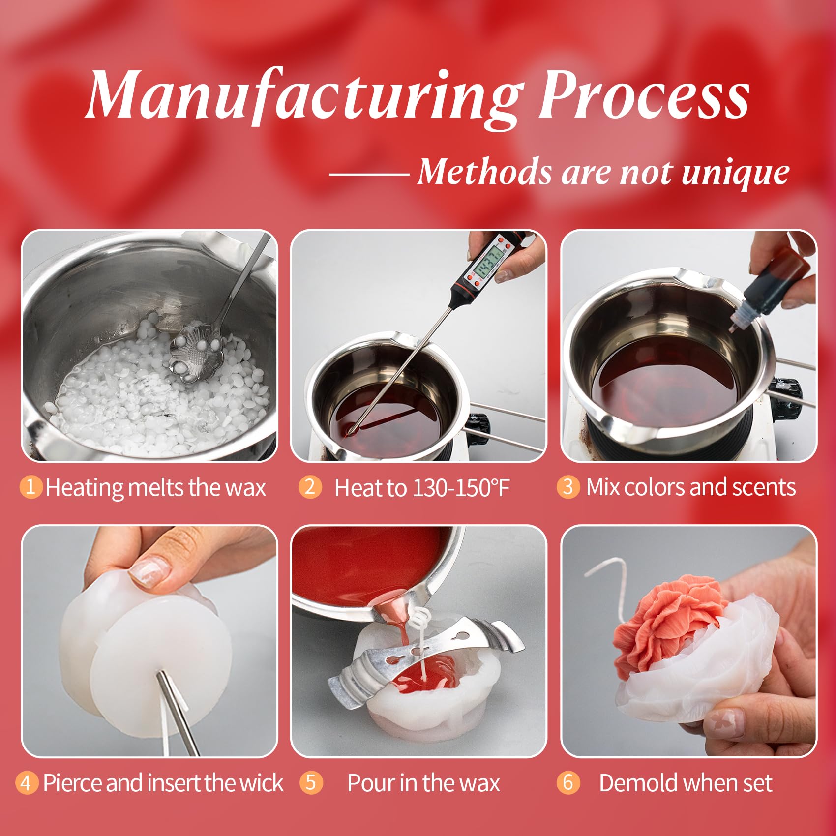 MGLIFEUL 2PCS 3D Flower Candle Making Molds Moldes de Silicona para Velas