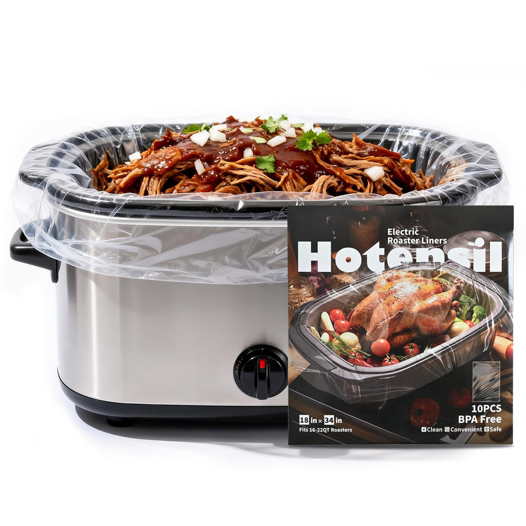 Hotensil Electric Roaster Liners & Slow Cooker Liners, 10 Count 34 x 18 Inch Universal Fit for 16-22 Quart Roasters, Mess-Free Cooking, Disposable Oven Liners for Easy Cleanup, Cooking Bag