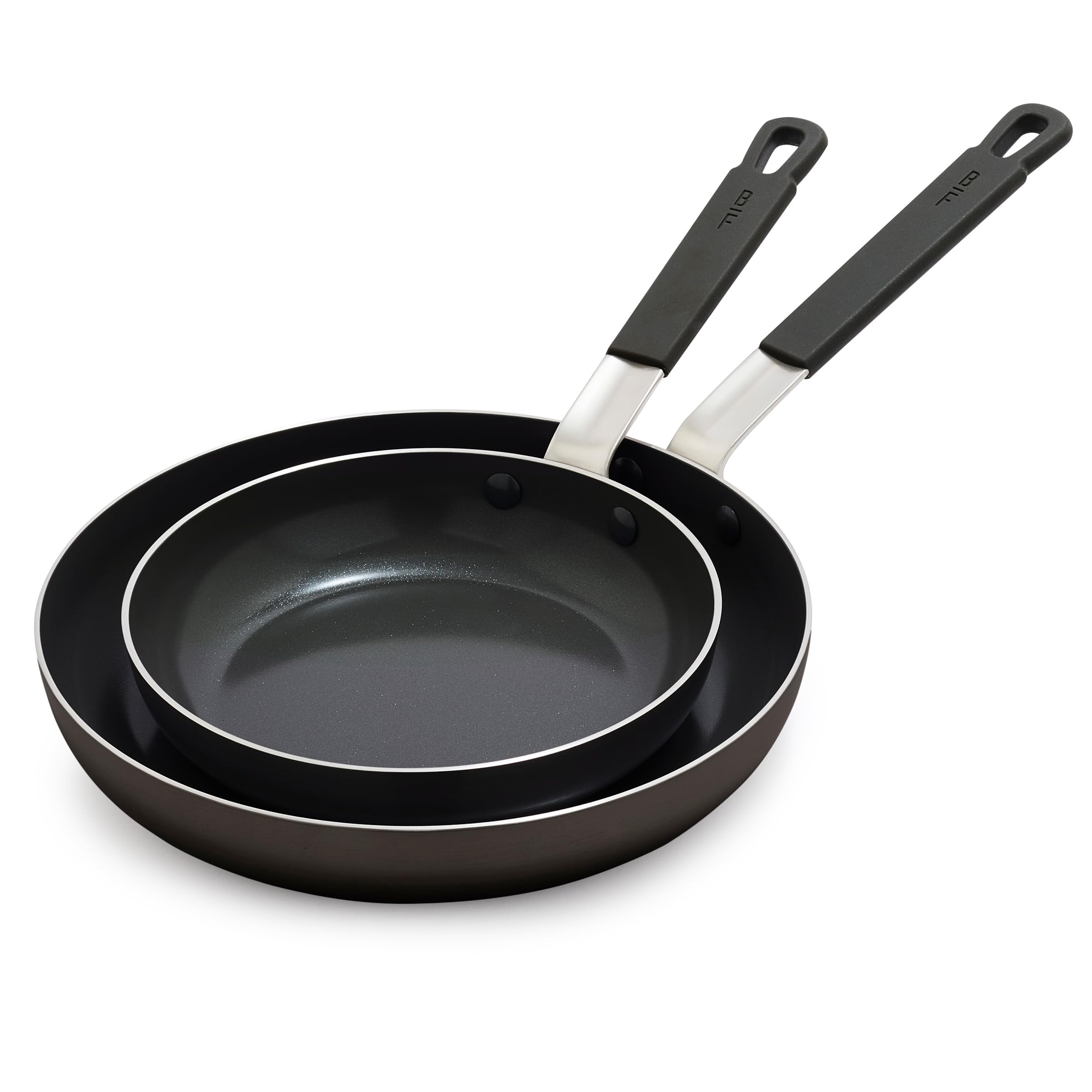 GreenPan x Bobby Flay 2 Piece (8"&10") Ceramic Nonstick Skillet Set, Black