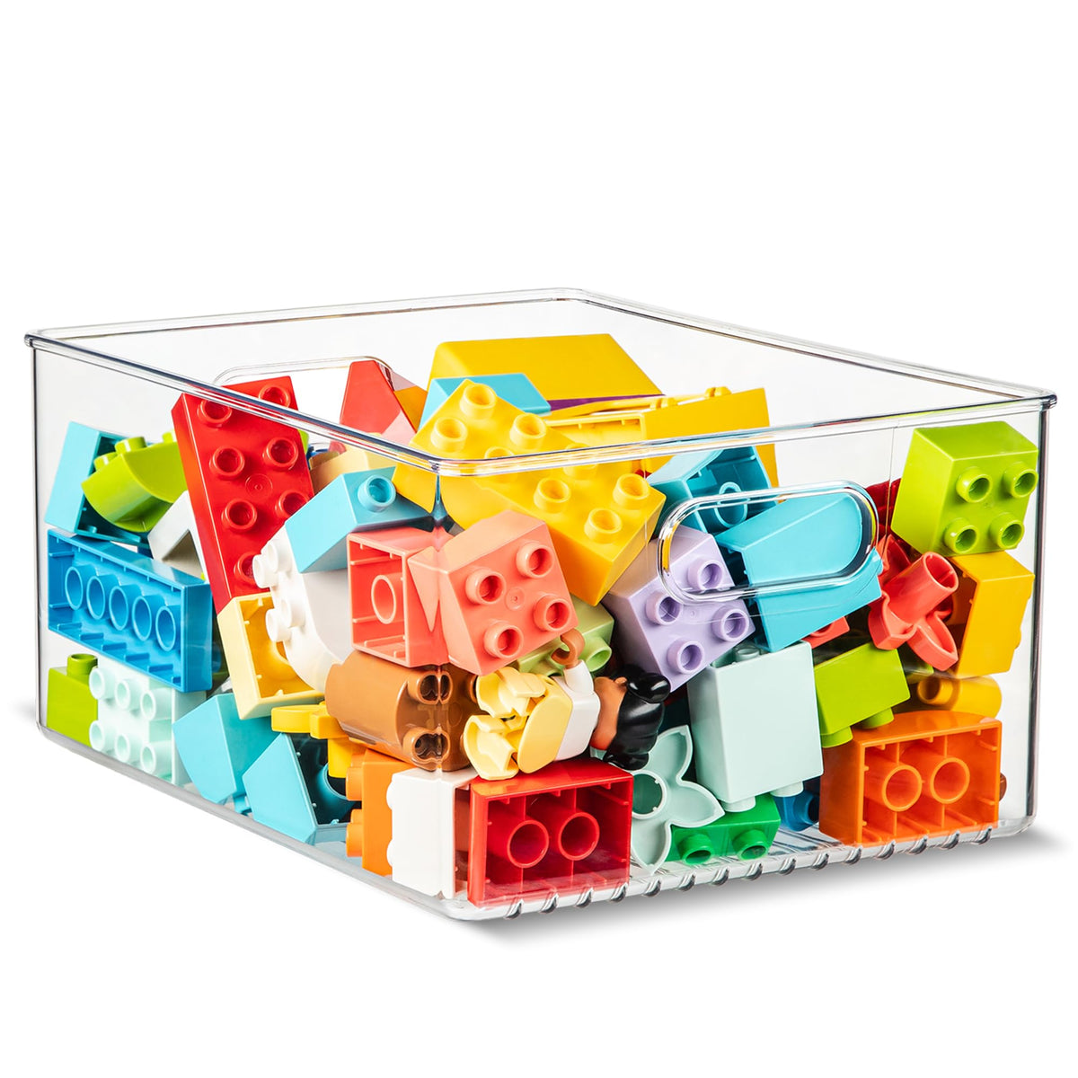 primebox 2 Pack Clear Plastic Organizer Bins with Handles for Home Organization. Storage Containers for Organizing Fridge, Freezer, Cabinet. Pantry, Great for Kitchen, Garage, Laundry Room. 10"x8"x5"