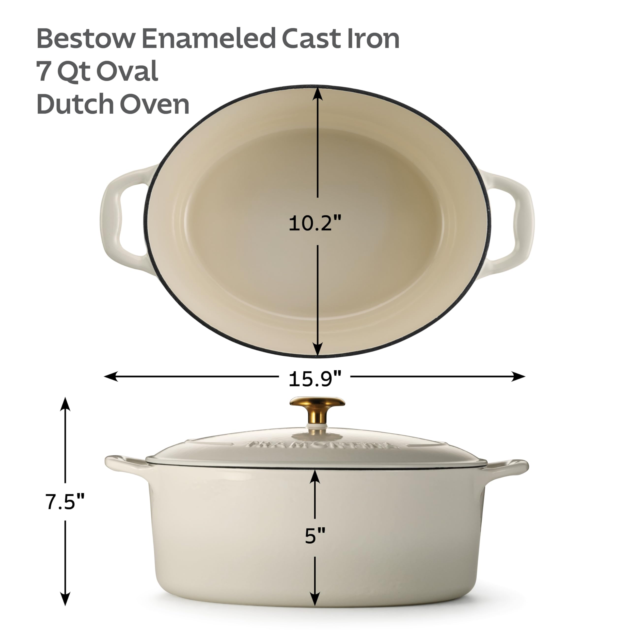 Tramontina Bestow Enameled Cast Iron 7-Qt Oval Dutch Oven Pot with Lid