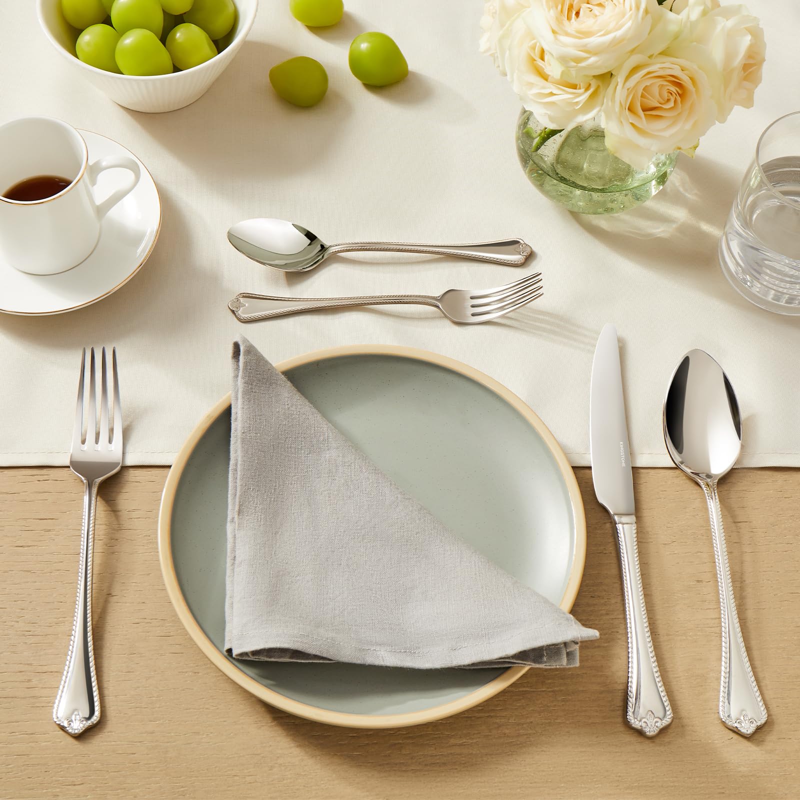 KINGSTONE 20-Piece Silverware Set, 18/10 Stainless Steel Flatware Set for 4