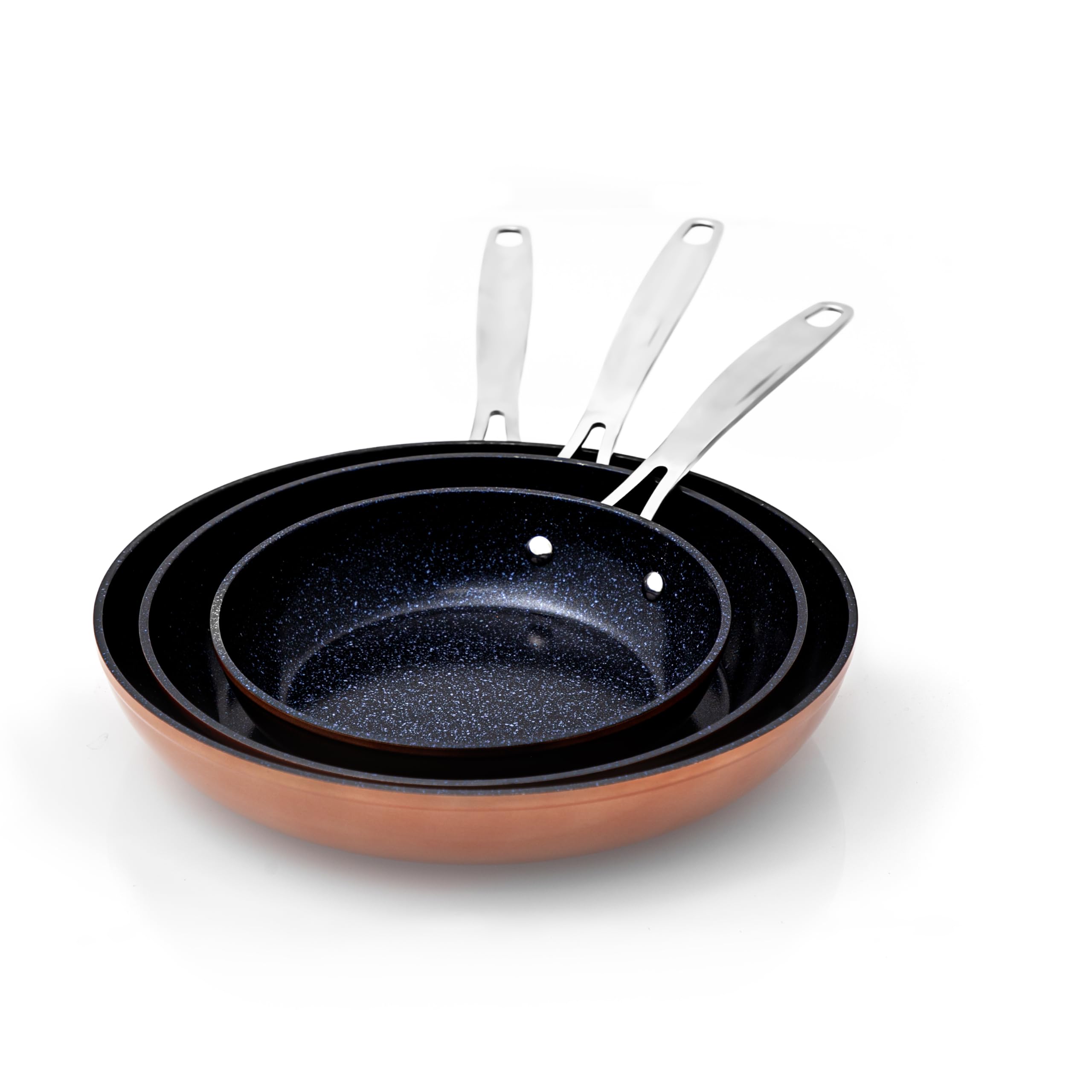 Nuwave 3-Piece Fry Pan Set, 8”, 10”, 12” Forged Lightweight