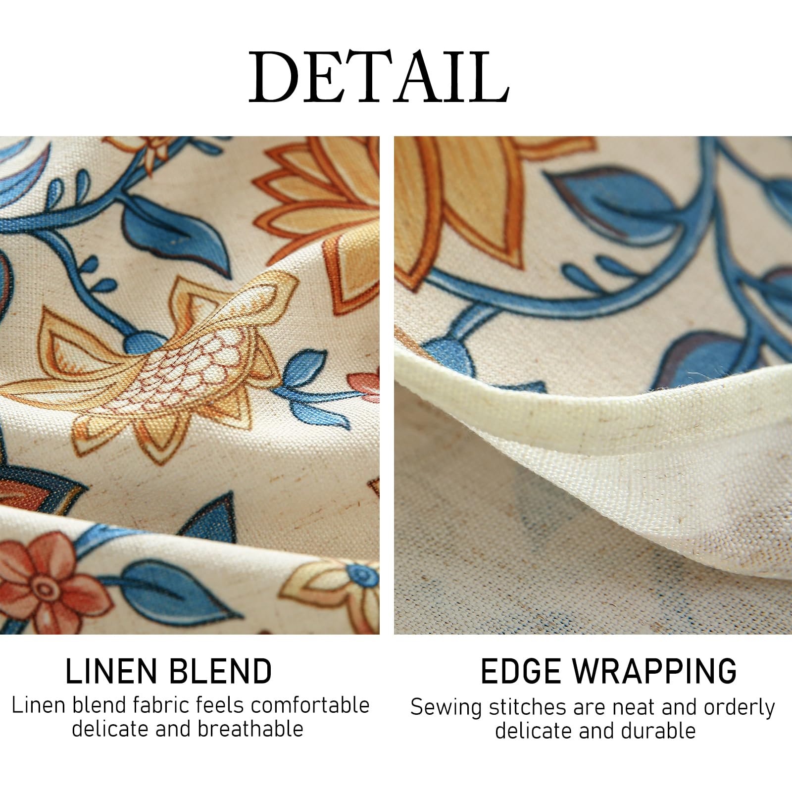 ISAENNE Designer Bohemian Floral Rectangular Tablecloth,Linen Colorful Table Cloth,Wrinkle Resistant Decor Tablecloths for Dining Thanksgiving Kitchen Party Christmas,55"*79"-Estevan B