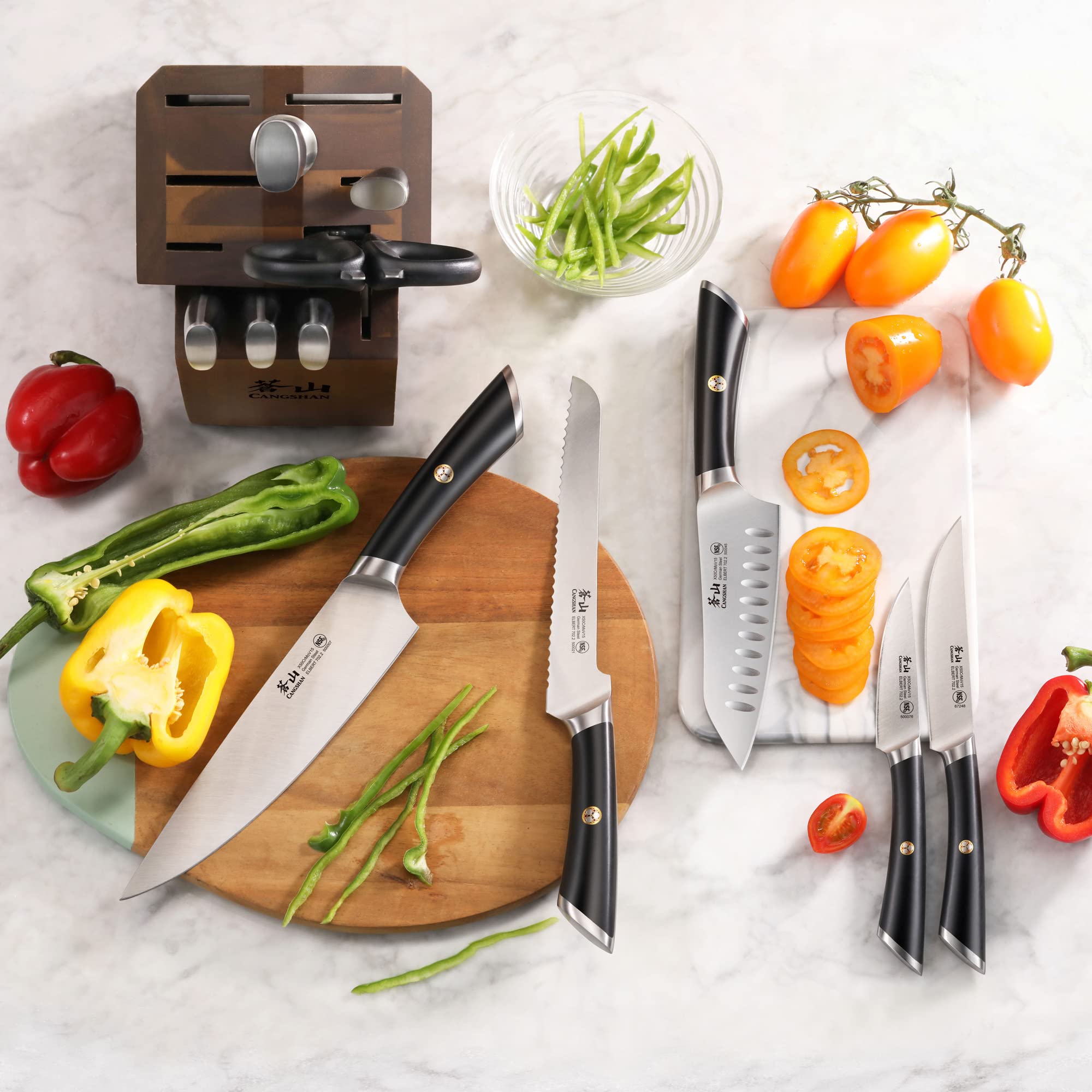Cangshan ELBERT Series German Steel Forged Knife Block Sets (12-Piece, Black)