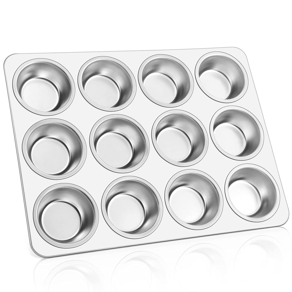 E-far Muffin Pan 12-Cup, Stainless Steel Cupcake Pan for Oven