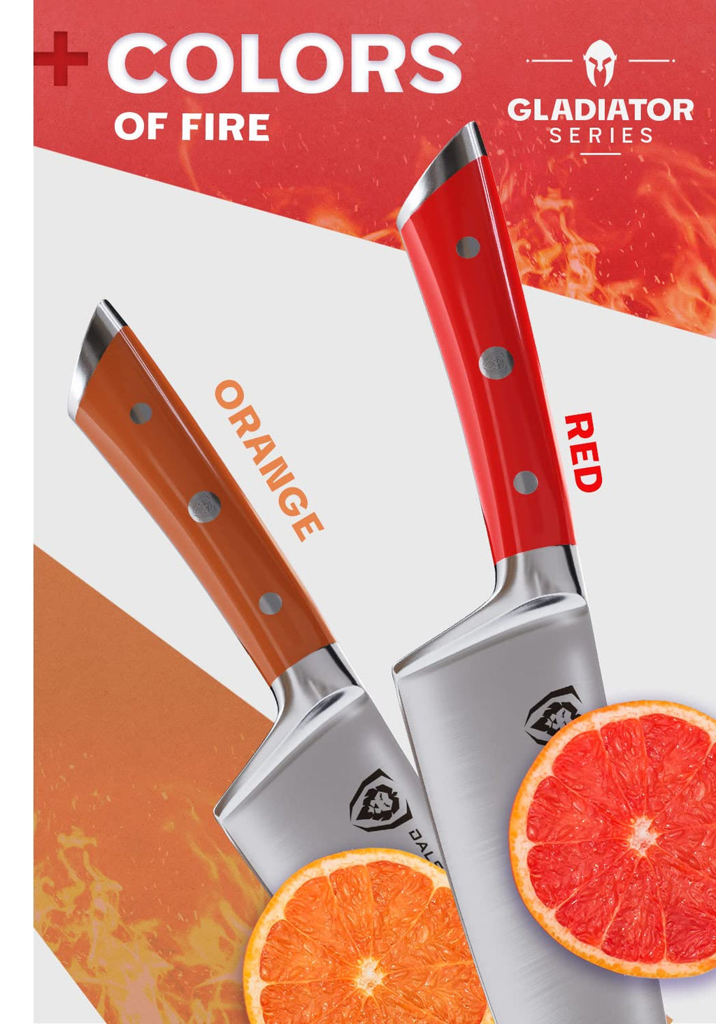 Dalstrong Chef Knife - 8 inch Blade - Gladiator Series - Forged High Carbon German Steel - Razor Sharp Kitchen Knife - Professional Full Tang Knives - Crimson Red Handle ABS - Sheath - NSF Certified