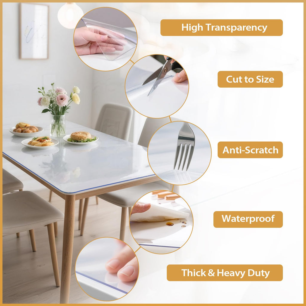 ProsperJoyChant 40x60in Frosted PVC Table Protector 1.4mm Waterproof Pad