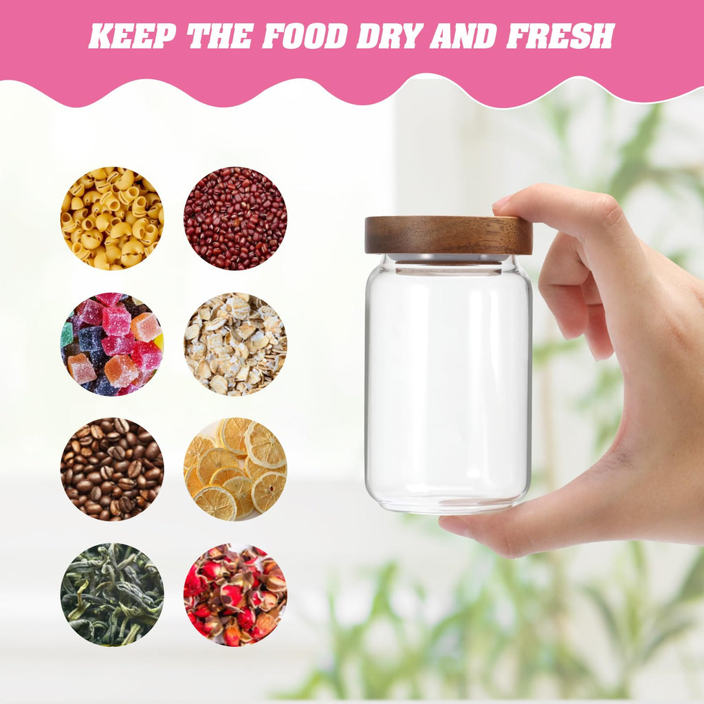 OULOVECO Small Glass Jar with Lids Mini Glass Bottle Glass Storage Canister Borosilicate Glass Containers for Spice Ground Nut Pasta Sugar Candy Tea (6.7oz（200ml)-2 PACK
