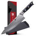 WILDMOK Chef Knife,8 inch Damascus Japanese Chef Knife,Japanese VG10 Steel Black Resin Handle kitchen knives,Japanese Damascus Kitchen Cooking chef's knives