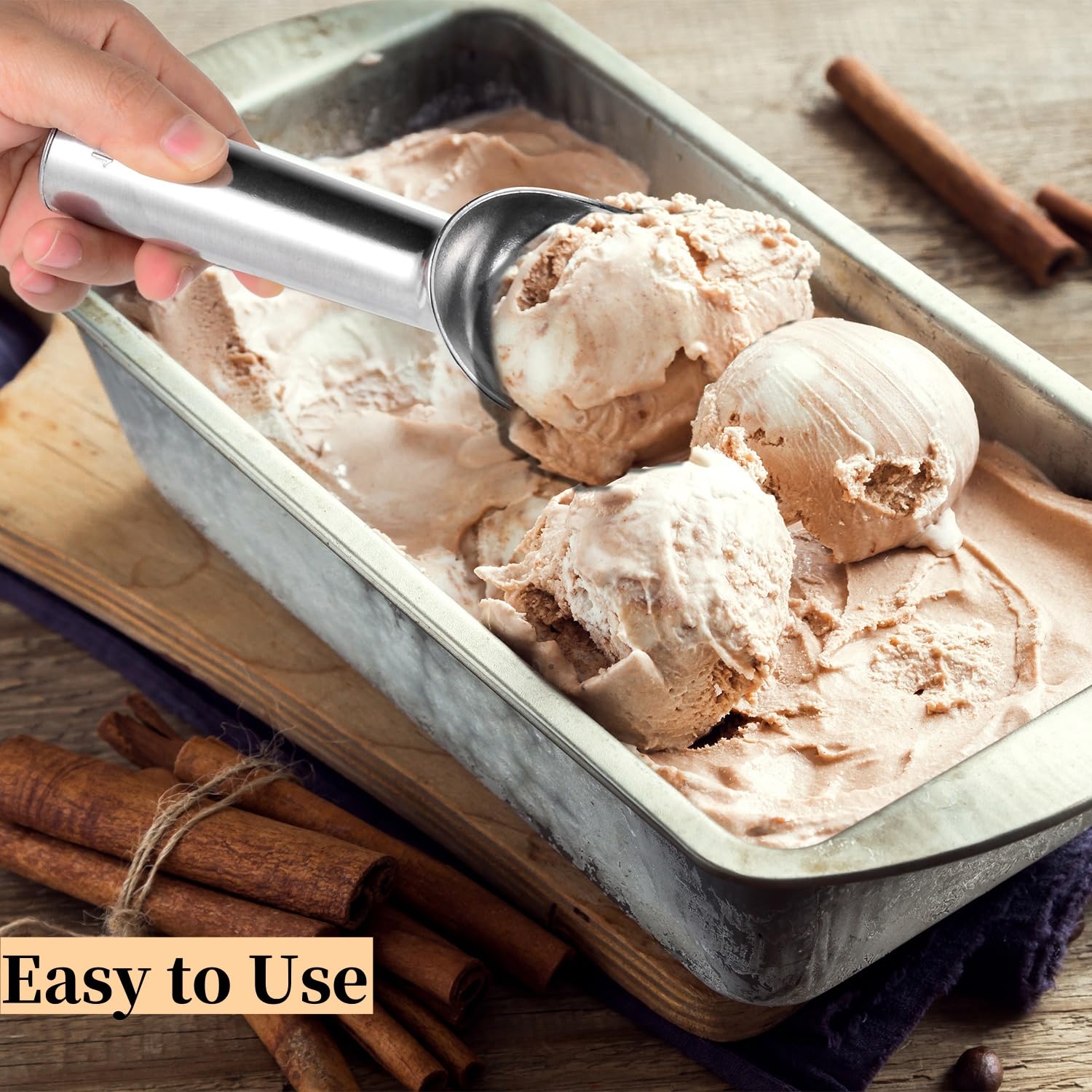 Aluminum Ice Cream Scoop, Large Ice Cream Scooper, Silver