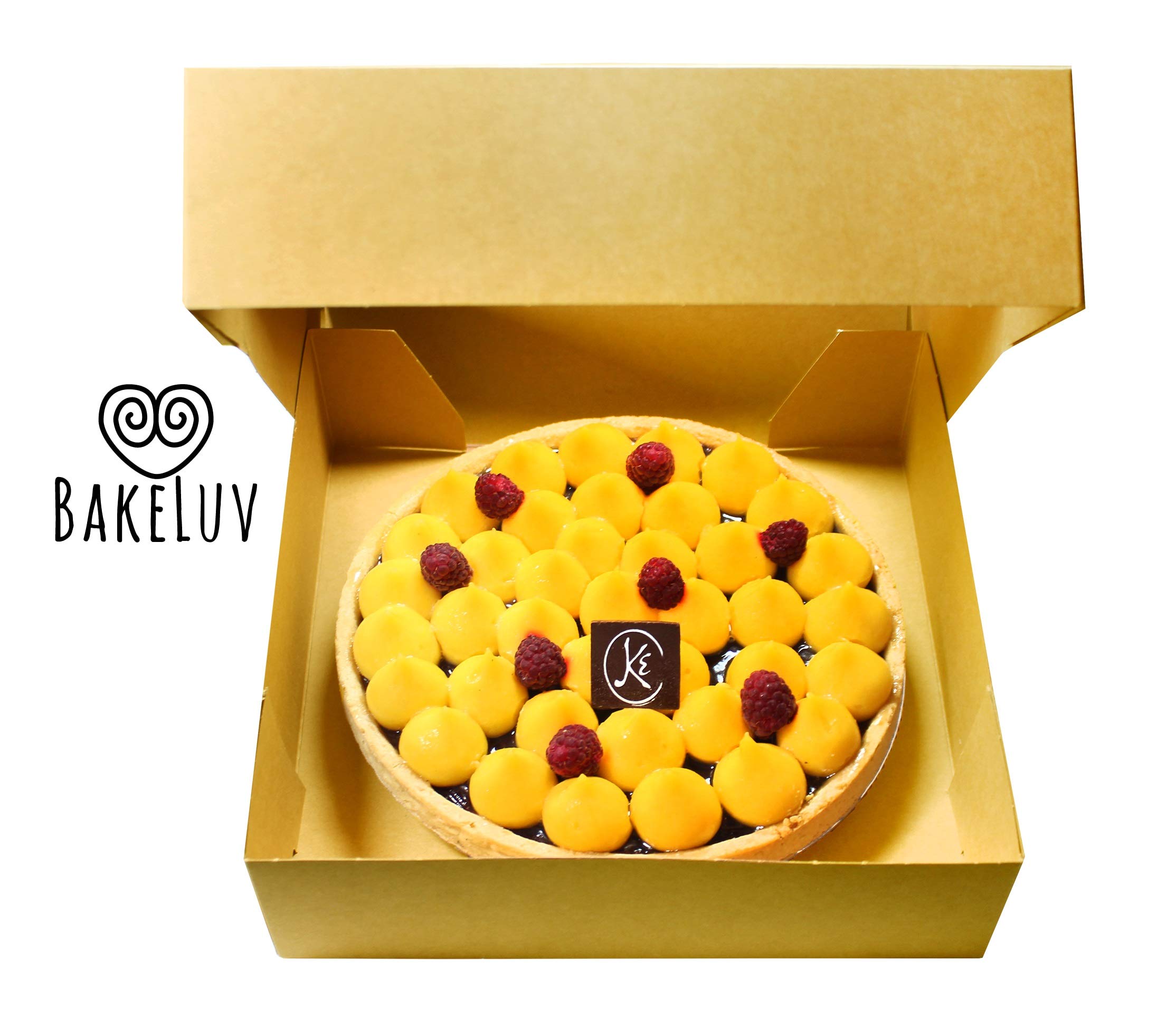 BAKELUV Pie Boxes for 9 Inch Pie | Brown, 25 Pack | 9x9x2.5 Bakery Box with Window, 9x9 Cookie Box, 9 Inch Pastry Boxes with Window Bulk, Cake Boxes, Auto Pop Up