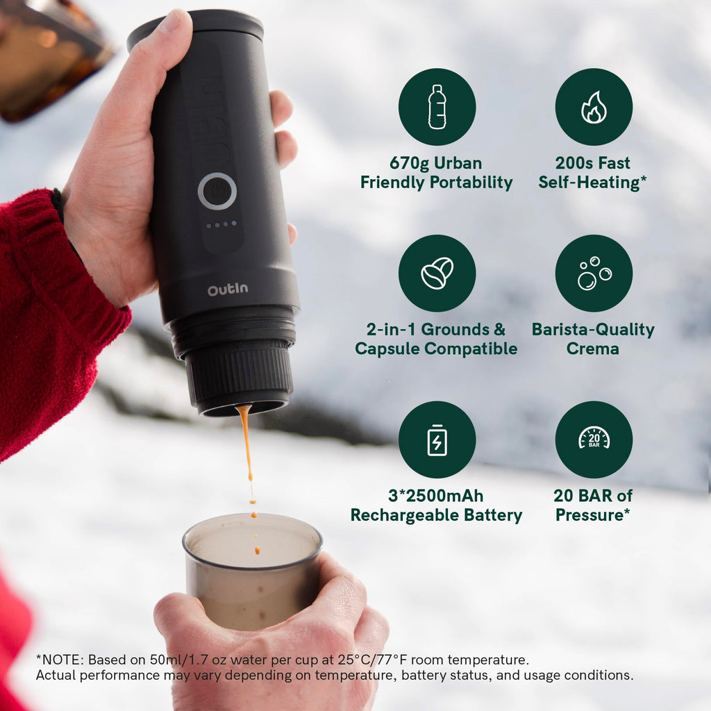 OutIn Nano Portable Electric Espresso Machine, Travel Coffee Maker