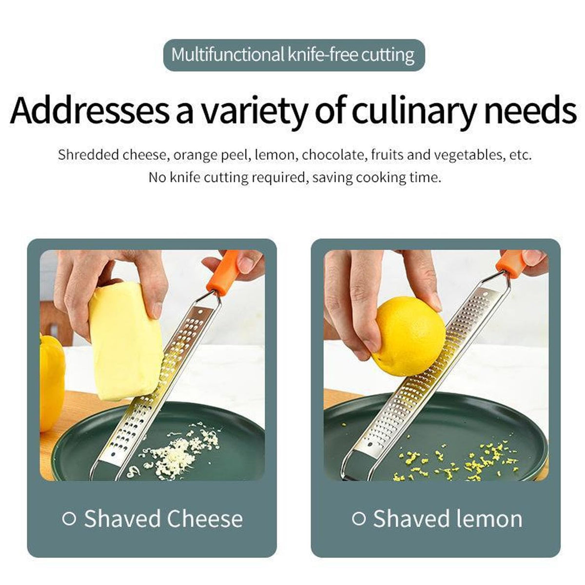 Lemon Zester & Cheese Grater Set of 2,Kitchen Zester Tool for Cheese,Lemon,Nutmeg, Chocolate, Fruits, Vegetables With Protective Cover (Orange)