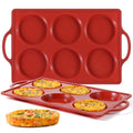 CAKETIME Jumbo Silicone Muffin Top Pan with Metal Frame, 4 Inch Non Stick Round Egg Baking Pan for Oven English Muffins, Whoopie Pies, Corn Bread, Egg Bites, Breakfast Sandwiches Tarts 2 Pack Brown