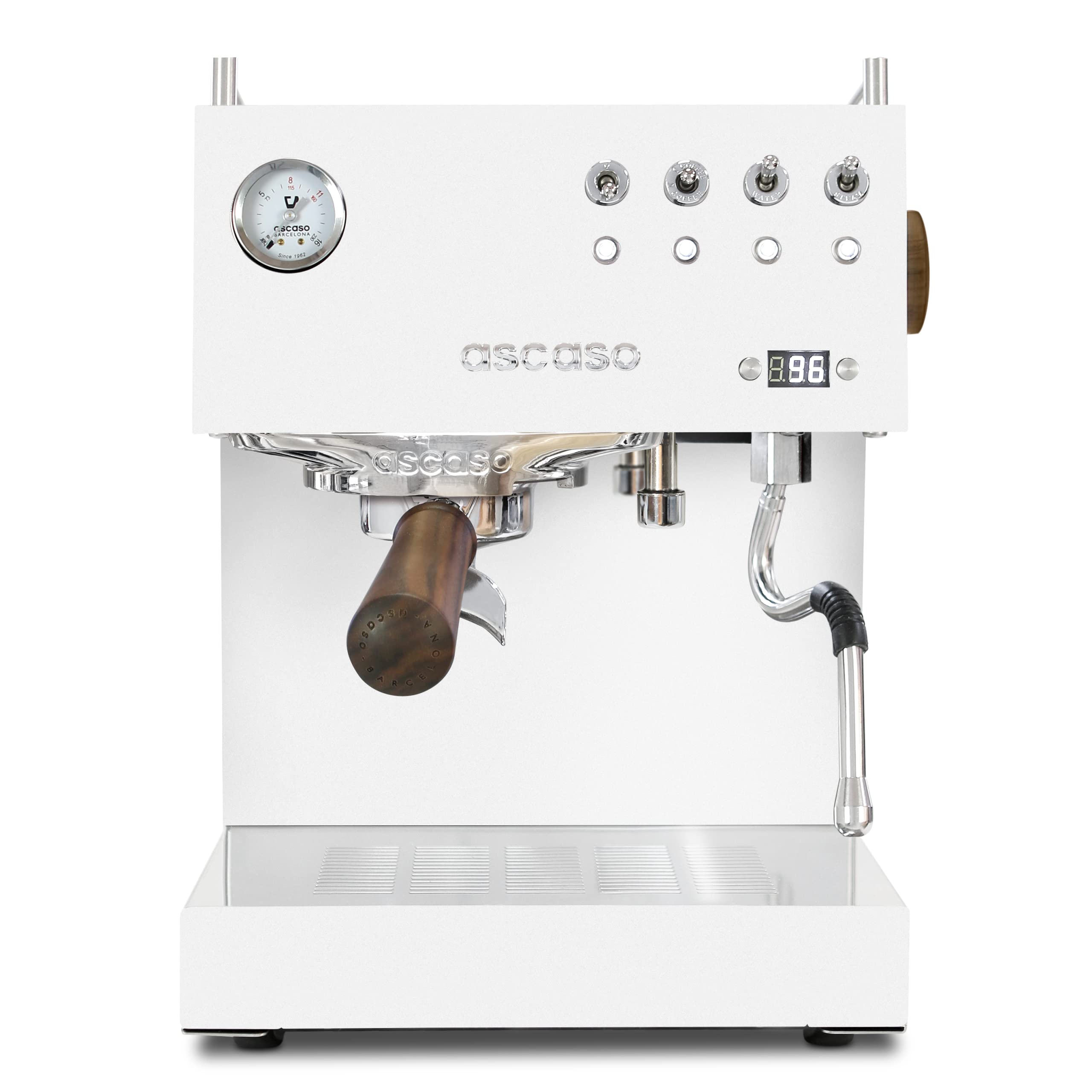 Ascaso Steel DUO Espresso Machine | PID | Programmable | Volumetric Controls | Dual Thermoblock | 120V | (White)