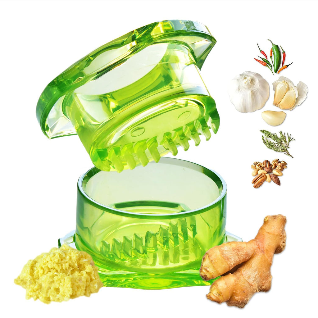Nextrend Garlic Twister 4th Gen – Garlic Mincer & Garlic Press in One, for Ginger, Herbs, Nuts & more, BPA-Free, Dishwasher Safe, 3–5 Clove Capacity - Green