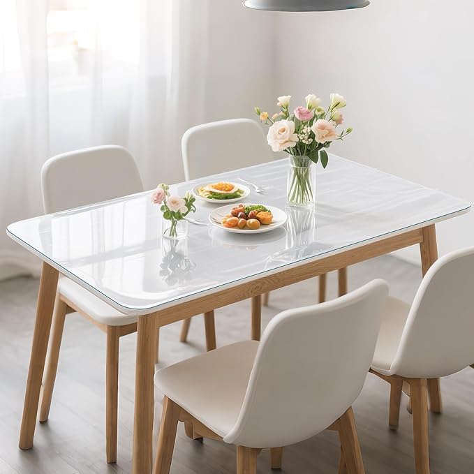 Clear Table Protector 42 x 84 Inch, 1.4mm Thick Waterproof PVC Plastic Table Cover, Durable Table Pad for Dining Room, Kitchen, Writing Desk, and Coffee Tables