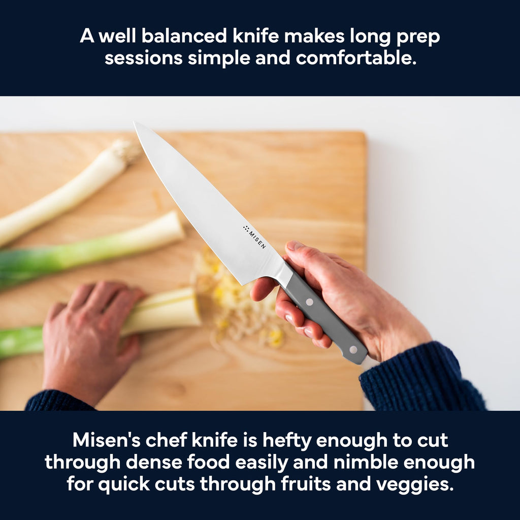 Misen 8 Inch Chef Knife, AUS-10 Japanese Stainless Steel - Gray