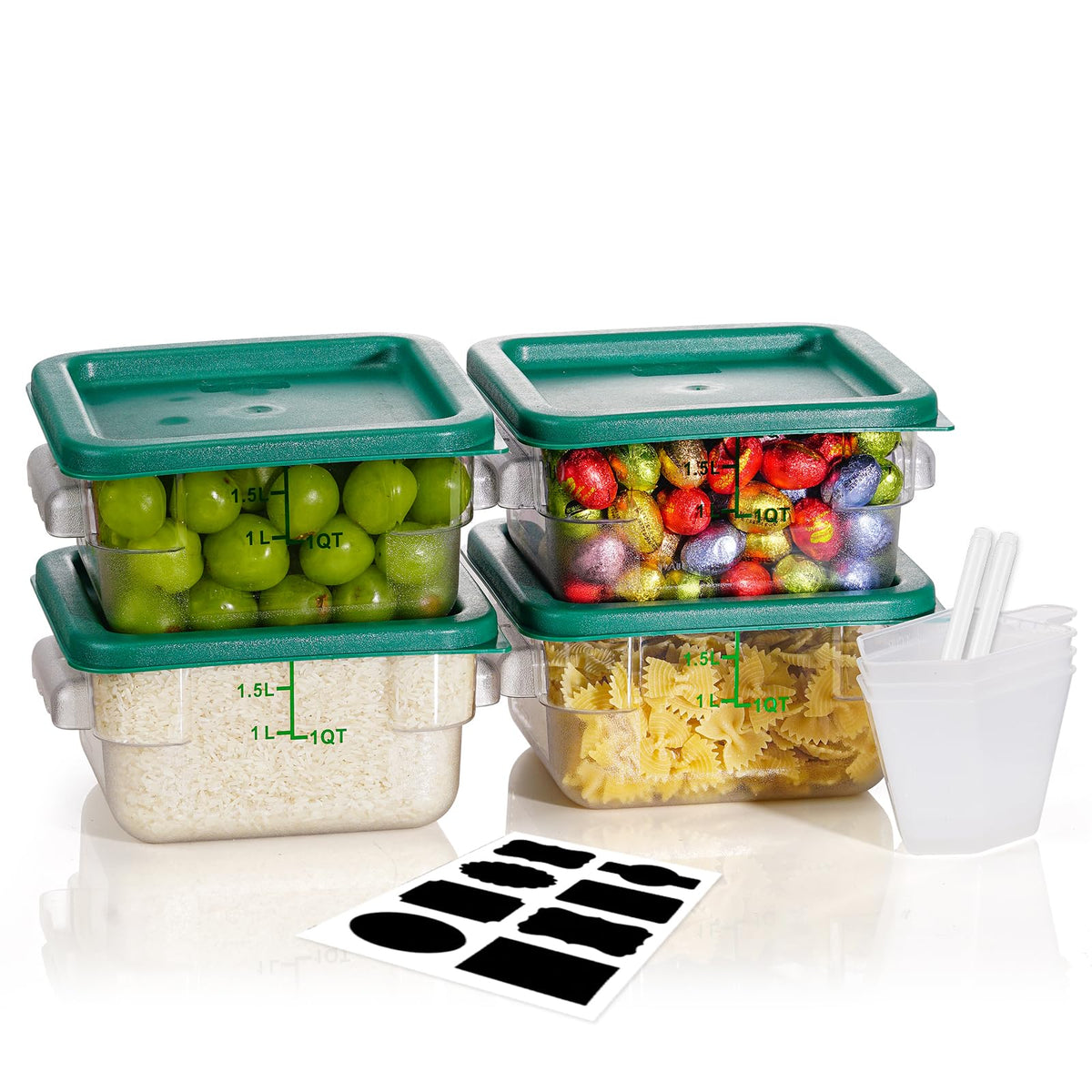 SVKLHY 4QT 4PCS NSF Commercial Clear Food Storage Containers with Lids(RED)