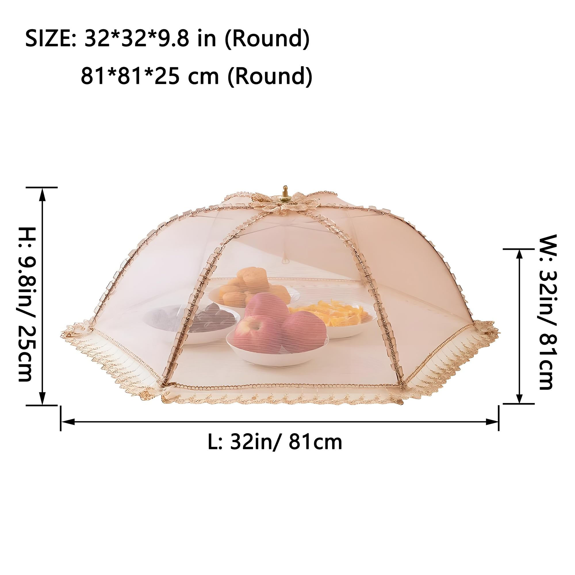 Procraan 3-Pack Extra Large Food Cover, 32"x32" Pop-Up Food Nets, Mesh Food Covers Tent Umbrella for Outdoors, Screen Tents, Parties Picnics, BBQs, Reusable and Collapsible Food Tents