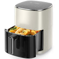 Sweetcrispy 6QT Air Fryer with Window, Square Airfryer Oven 12-in-1 for Family, 400°F Rapid Air Crispy Technology, Roast Bake Dehydrate, Nonstick & Easy-Clean Basket, Off-White