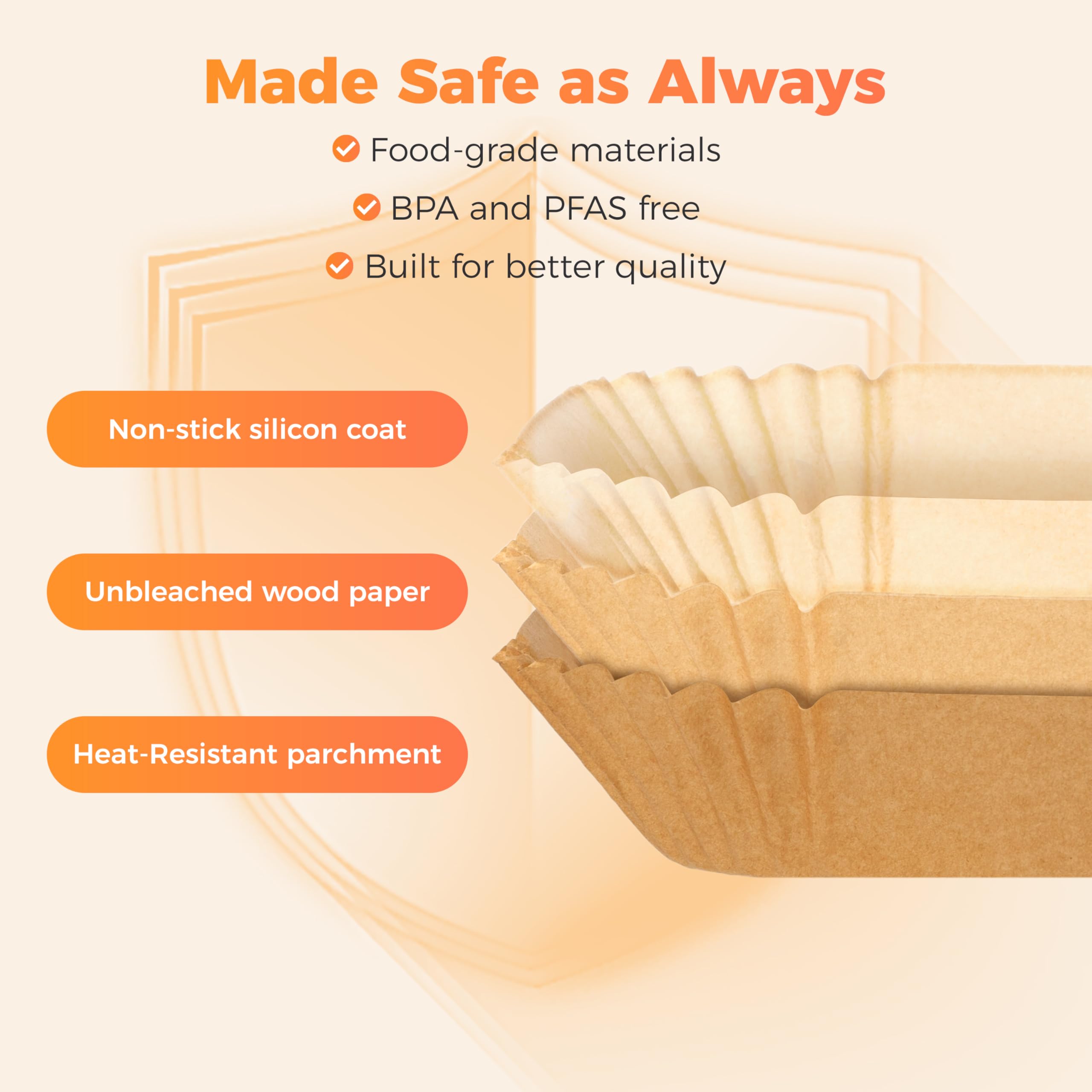 Tastee Air Fryer Liners for 3-6QT Air Fryer Baskets, 100Pcs