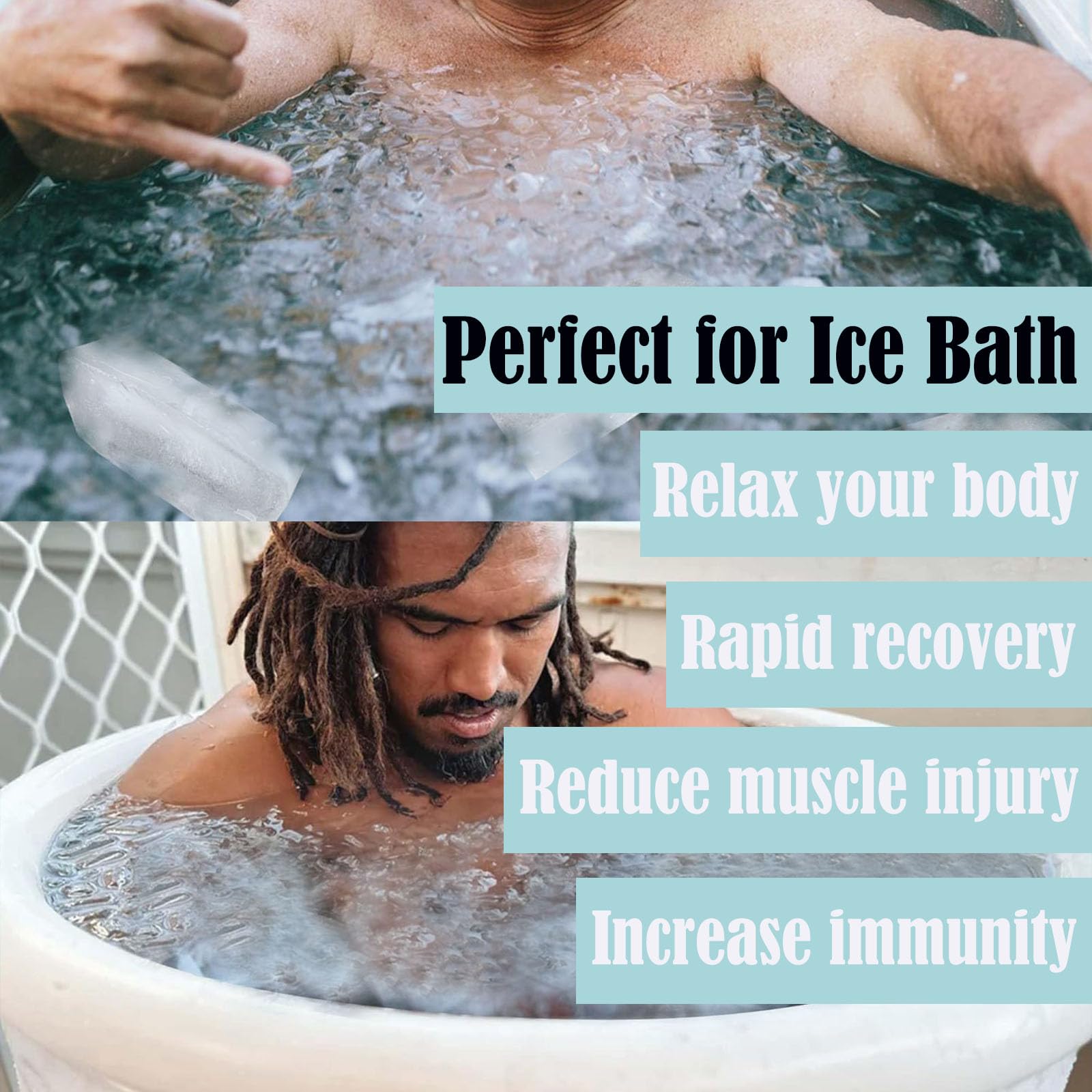 6Pcs Extra Large Ice Block Mold, YINOWON Large Silicone Ice Molds for Ice Bath, Large Ice Cube Molds for Cold Plunge Or Coolers, Ice Tray for Bath (6pcs Gray)
