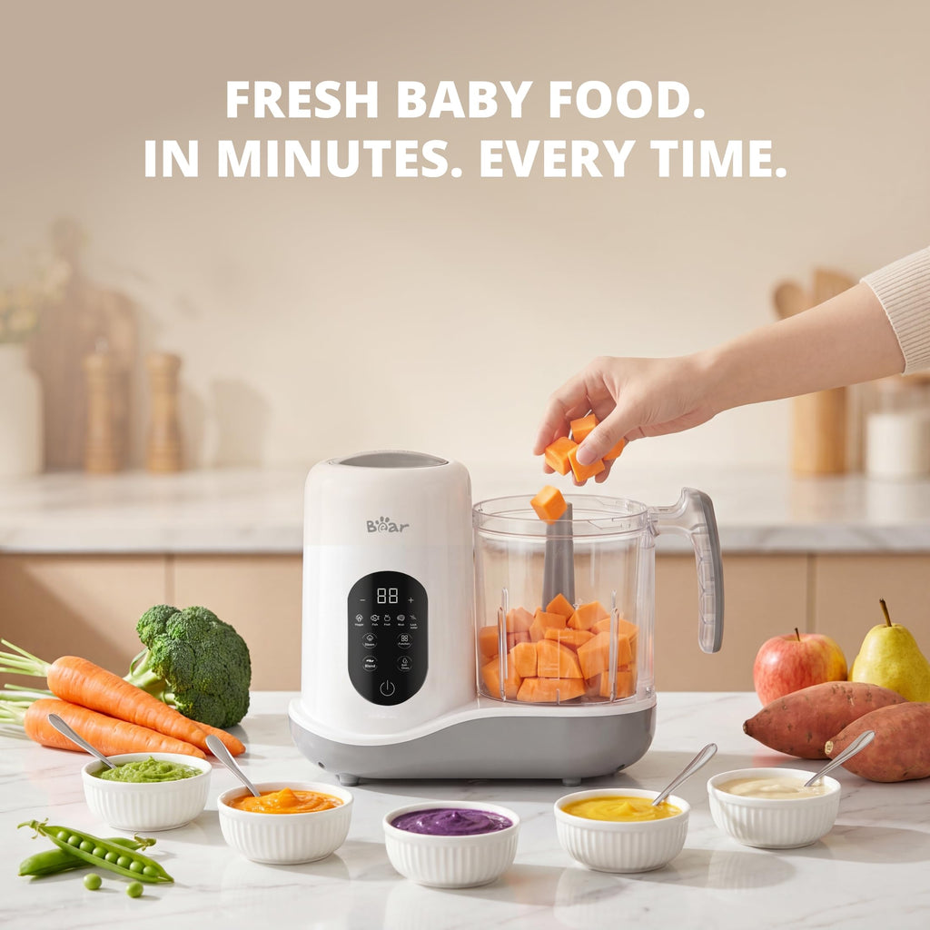 BEAR 2024 Baby Food Maker, One-Step & Easy to Use, Smart Touchscreen, White