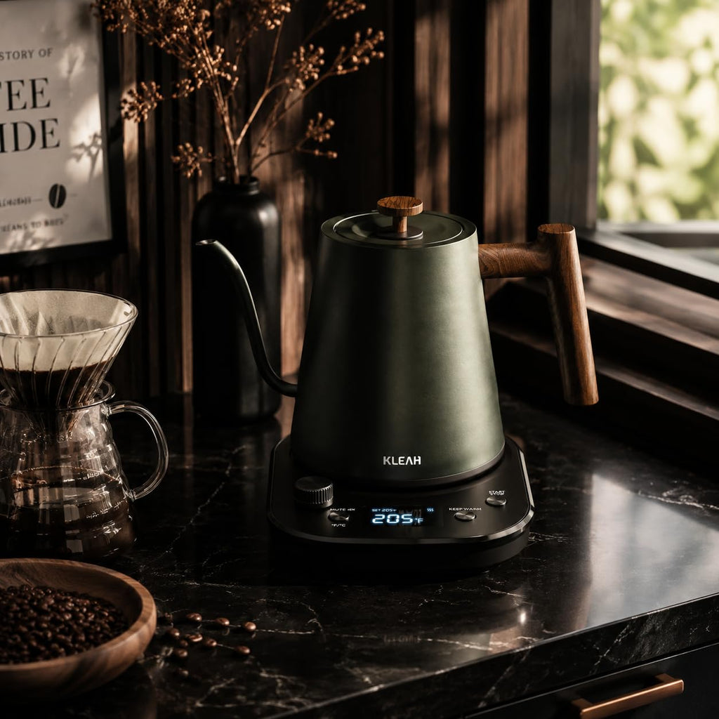KLEAH Gooseneck Electric Kettle with Temperature Control - 0.8L Automatic Shut Off Tea & Coffee Kettle, Hot Water Boiler Pour Over Coffee Kettle, 1200W Quick Heating Keep Warm, Green