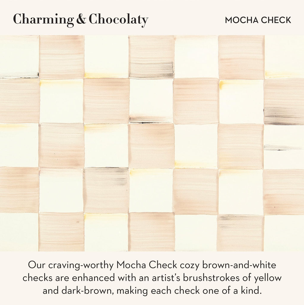 MACKENZIE-CHILDS Enamel Charger Plate, Brown-and-White Mocha Check