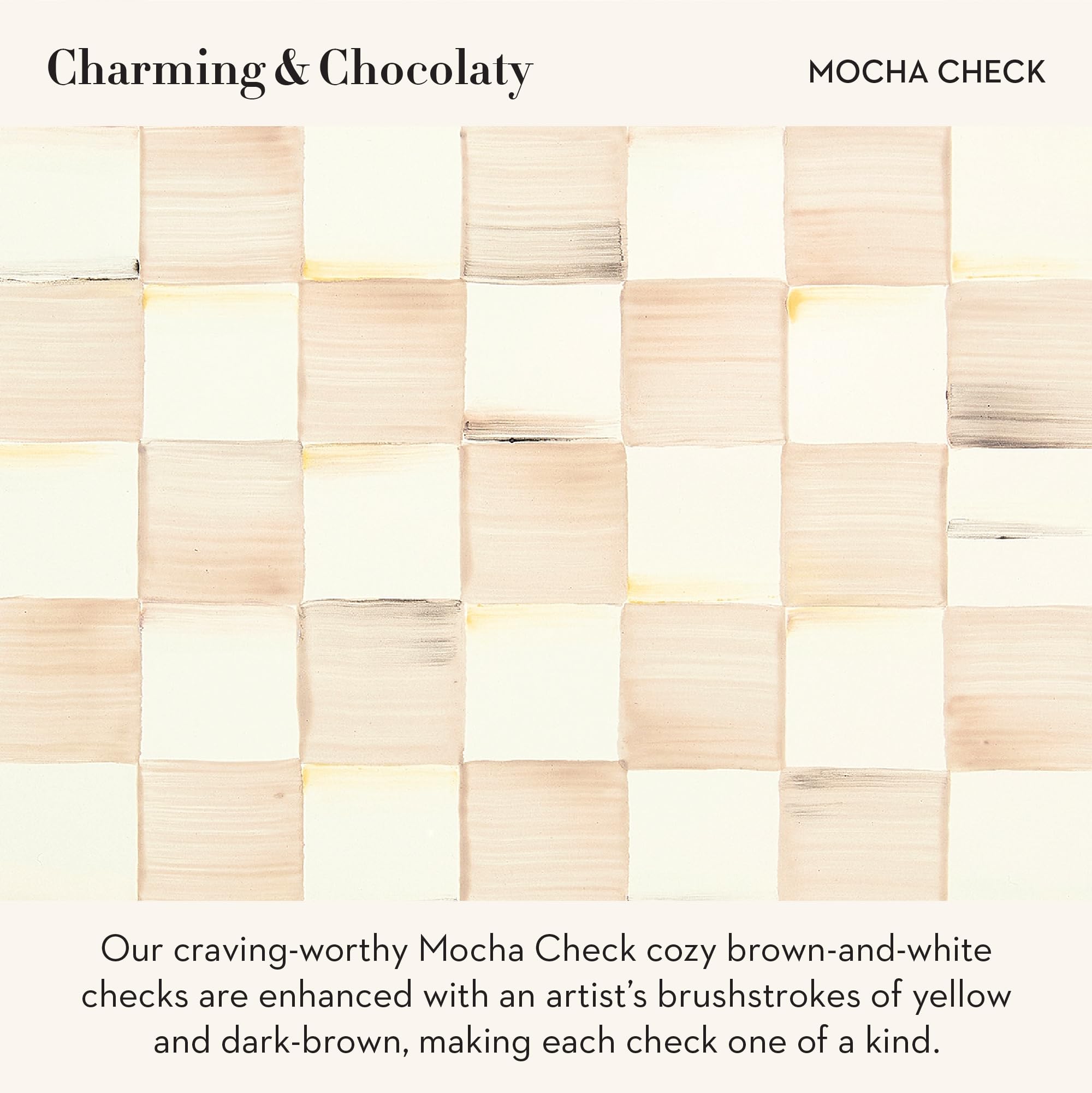 MACKENZIE-CHILDS Enamel Charger Plate, Brown-and-White Mocha Check