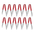 New Star Foodservice 35872 9-Inch Utility Spring Tongs, Stainless Steel, Vinyl Coated, Set of 12, Red