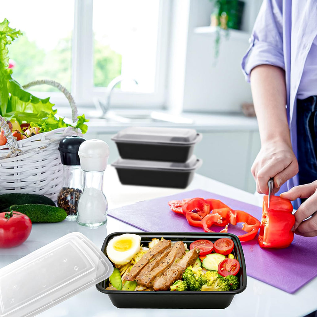 Lifetime Supplies 100 PACK, 24 oz. Meal Prep Containers, Extra Large & Thick Food Storage Containers with Lids - BPA Free Stackable Microwavable & Dishwasher Safe, Travel, To Go, Bento Box