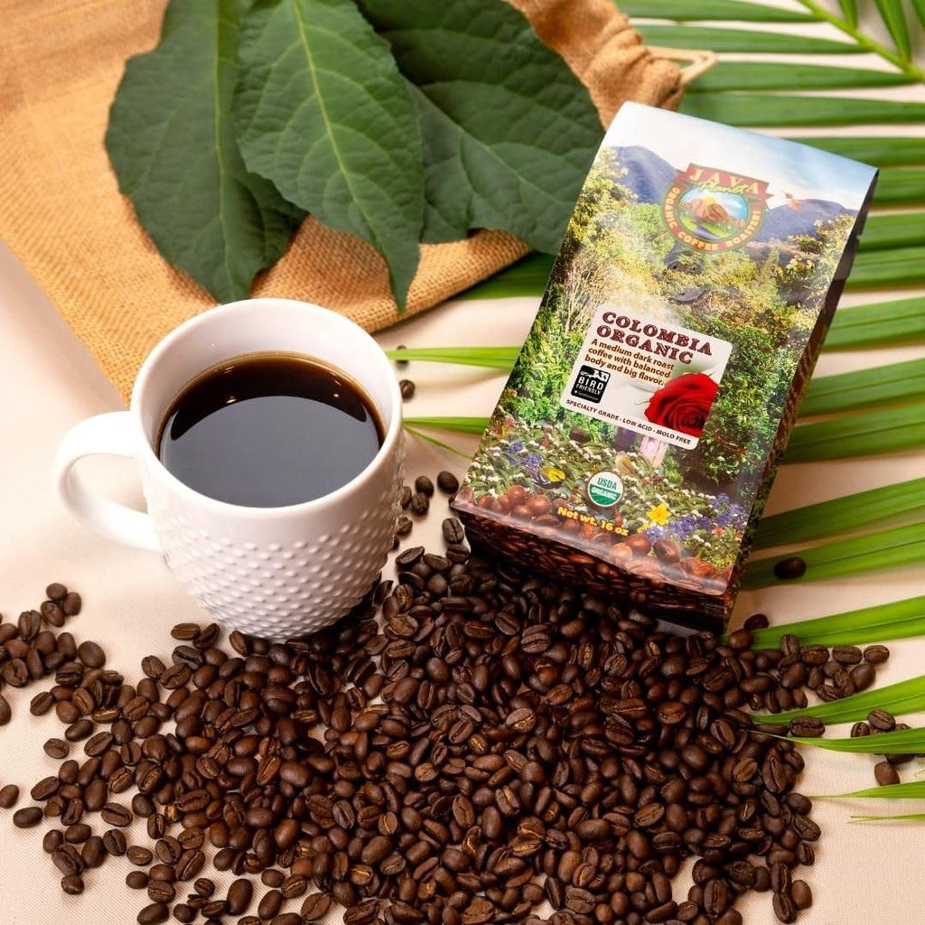 Java Planet Low Acid Organic Colombian Coffee Beans, Medium Dark Roast 32oz