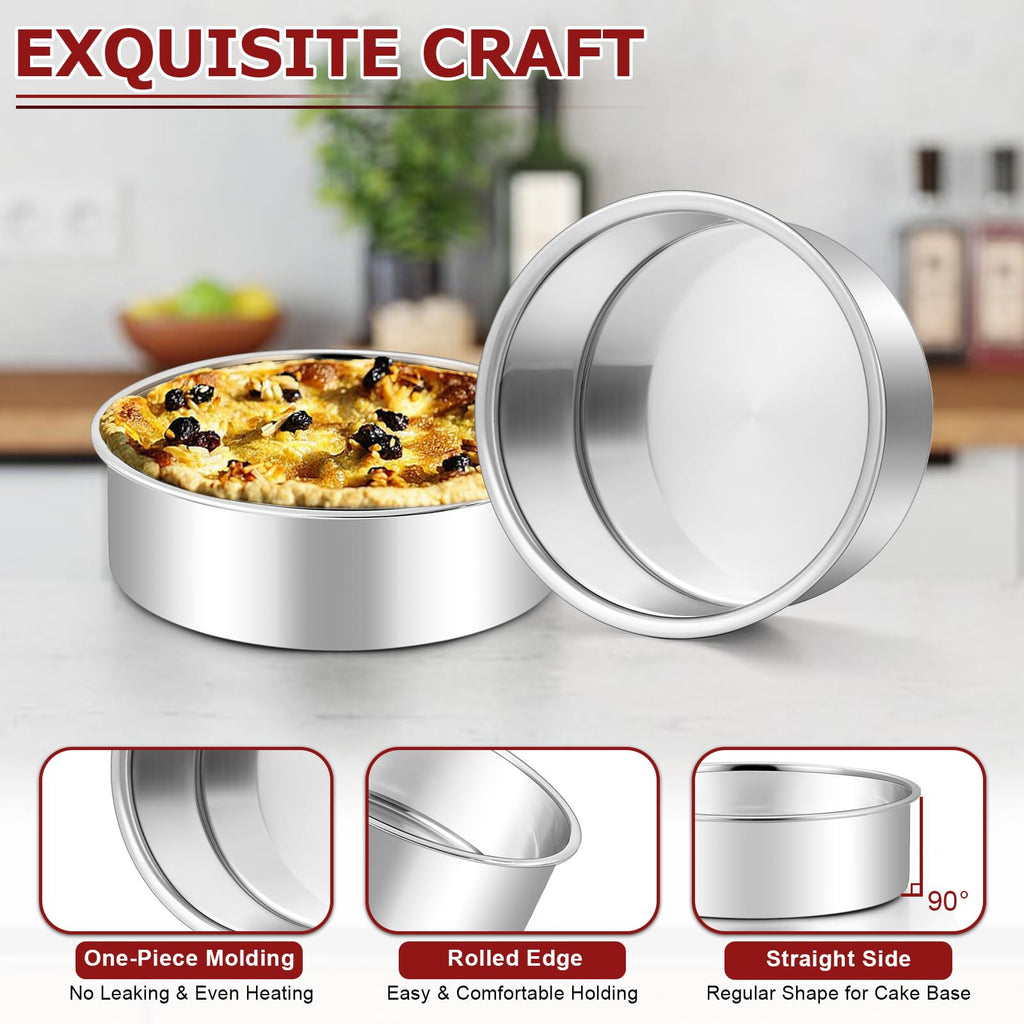 LIANYU 6 Inch Round Cake Pan, Stainless Steel Baking Layer Cake Pan Tin
