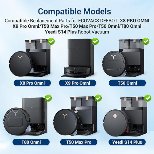 14Pcs Dust Bags,Compatible with Ecovacs Deebot X8 Pro Omni/T50 Pro Omni/T50 Max Pro Omni/T80 Omni/X9 Pro Omni/Yeedi S14 Plus Robot Vacuum,3.5L Liter Activated Carbon Vacuum Bags,Four-Layer Structure