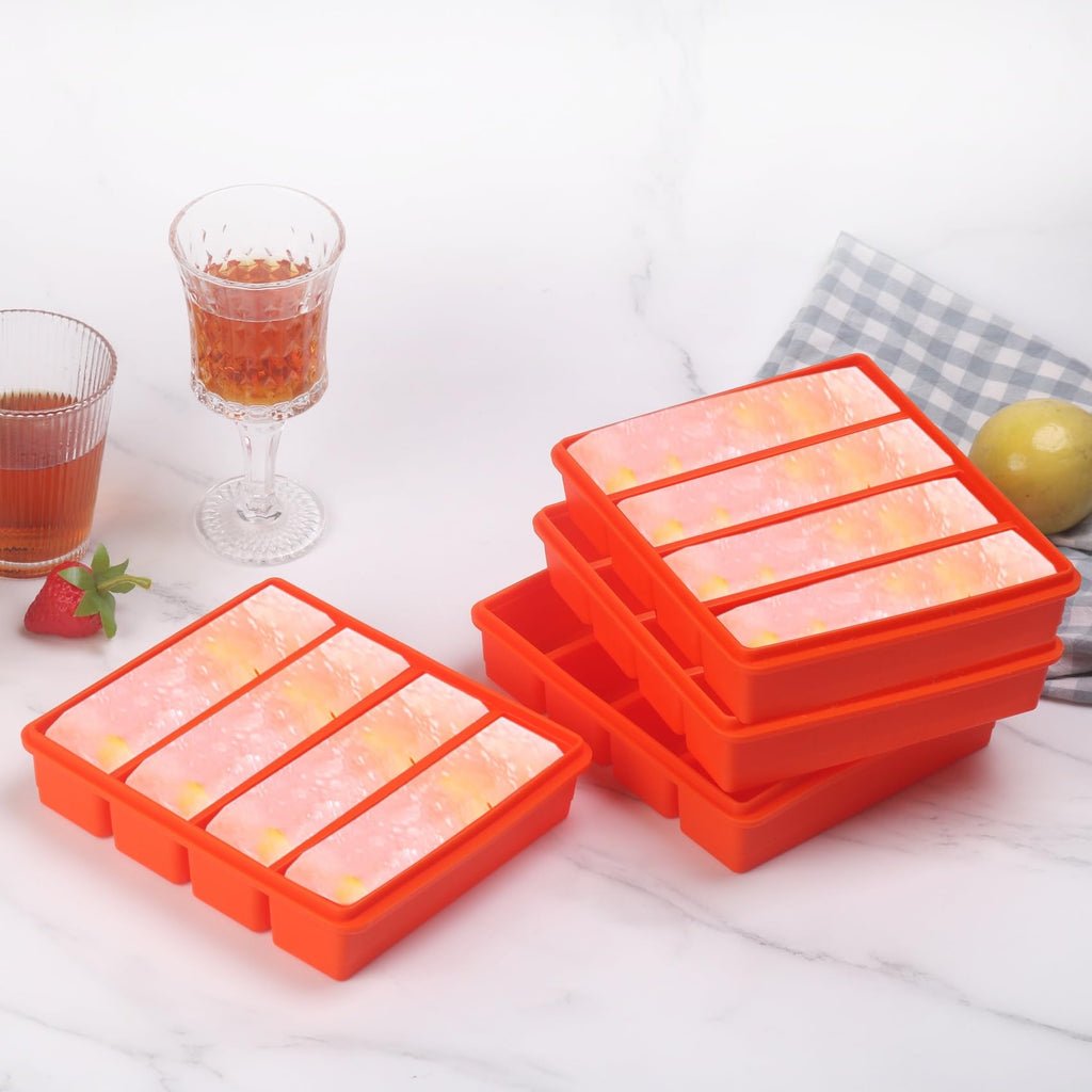 Silicone Ice Cube Molds Widely Use 2 Packs,Ice Cube Tray for Whiskey, Butter Mold,Freezer Molds for Soups and Sauces (2 Pack Orange)