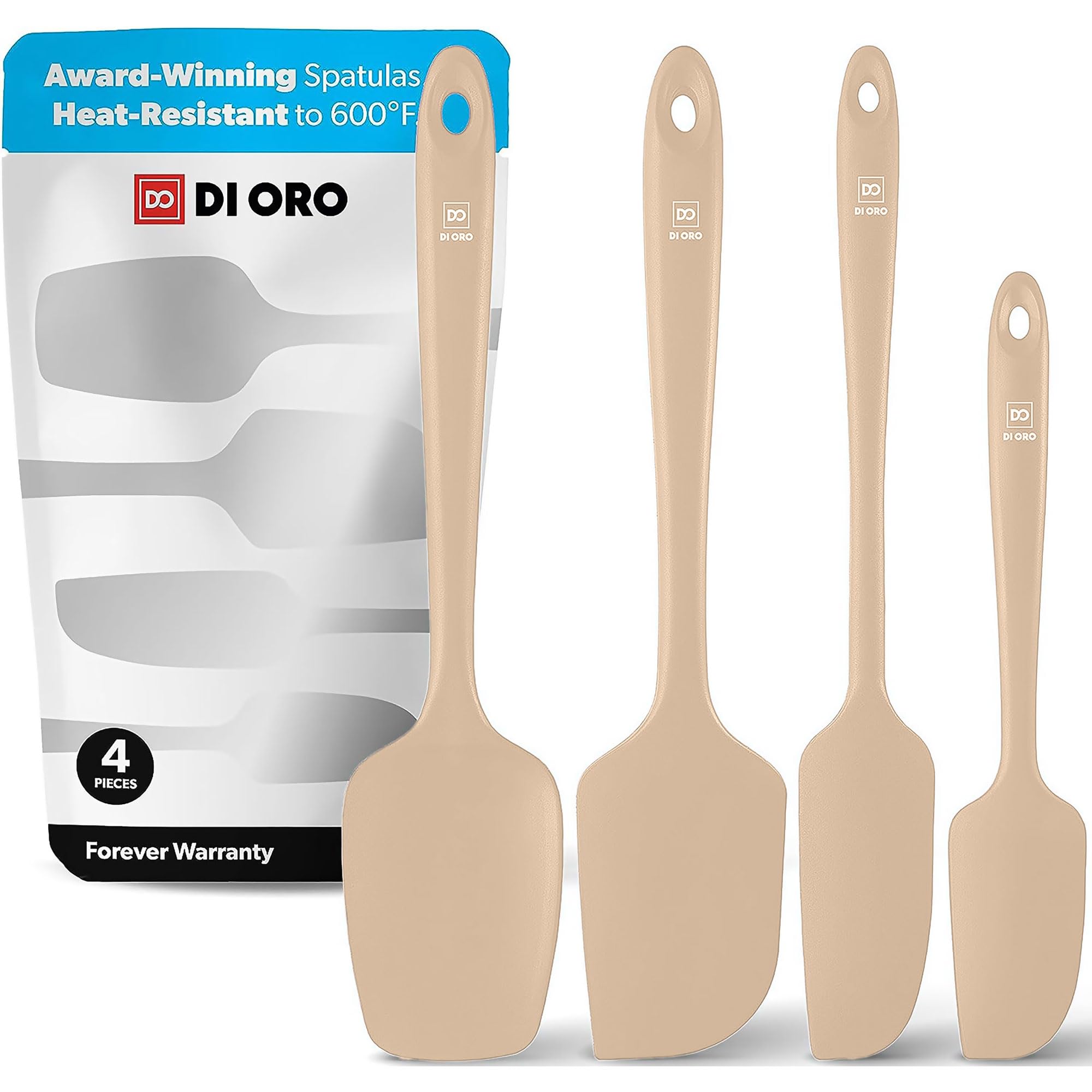 DI ORO Silicone Spatula Set - 600F Heat Resistant, 4-Pc Clay