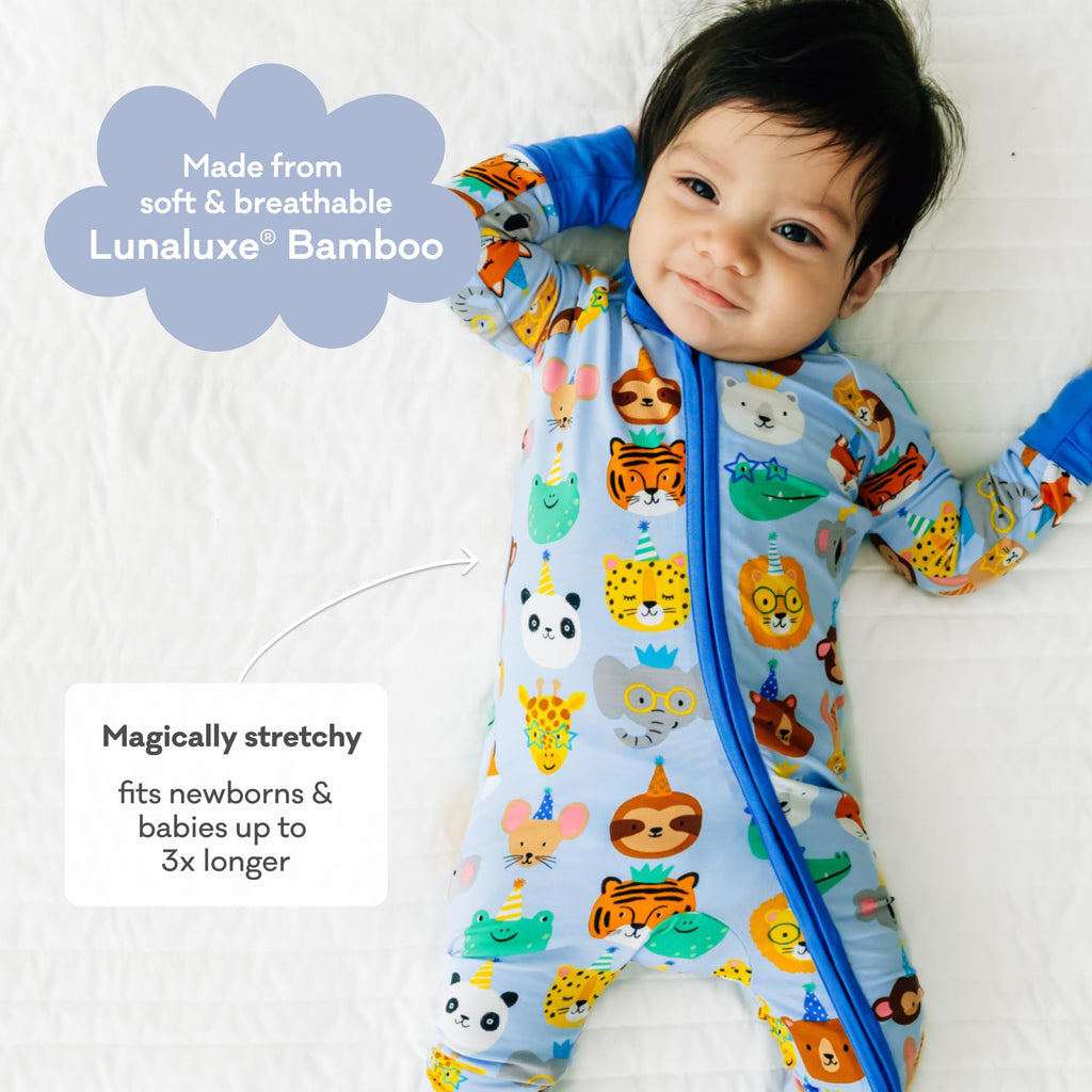 Little Sleepies Baby Pajamas, Blue Party Pals, 3-6M