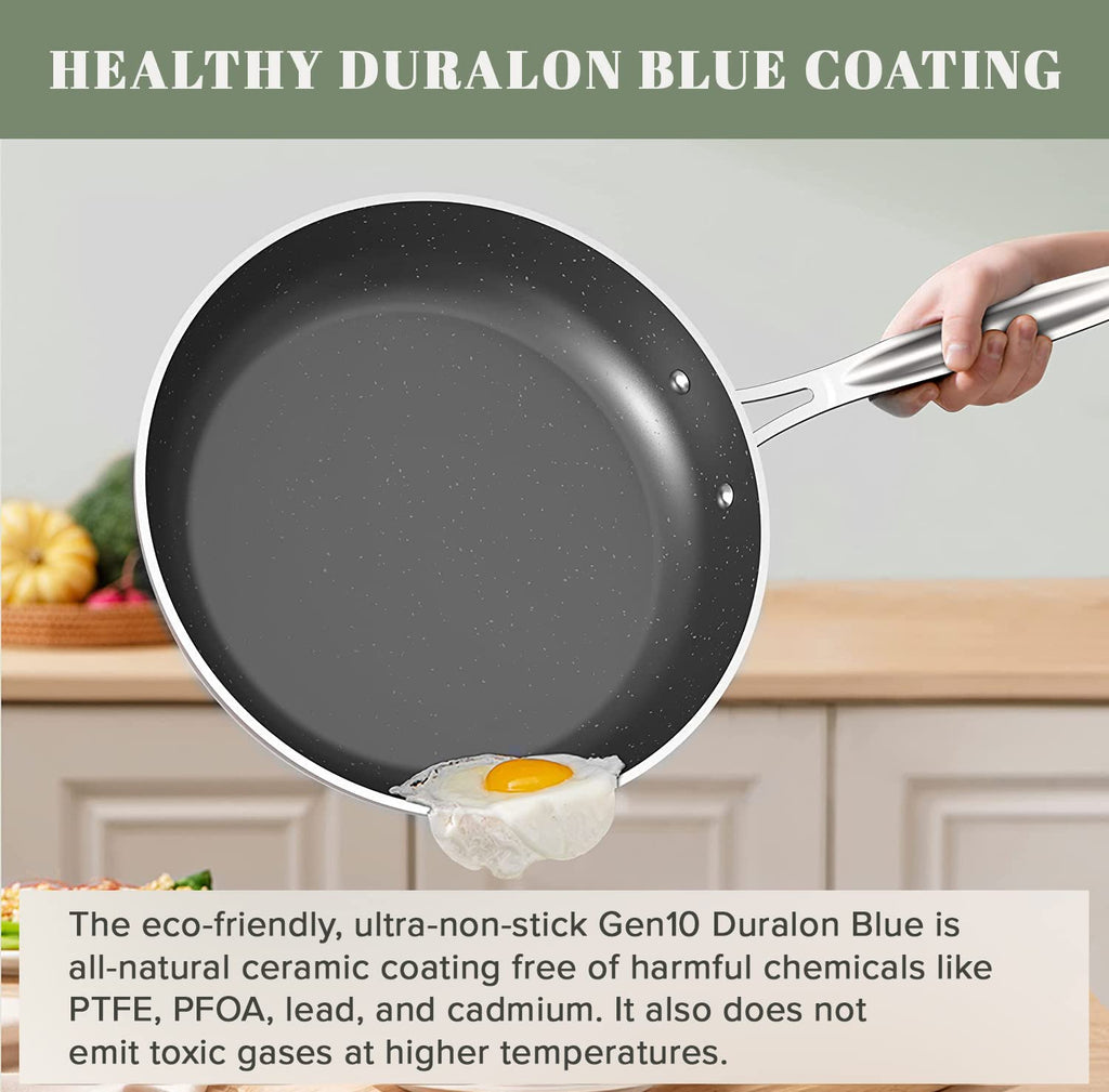 Nuwave 9pc Cookware Set Healthy Duralon Blue Ceramic Nonstick Coated