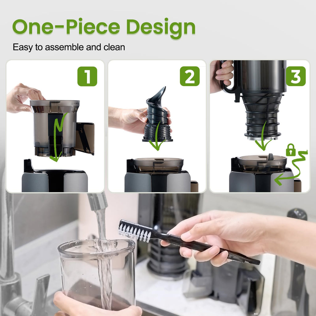 Ventray Cold Press Juicer, Slow Masticating Juicer Machine with 4.7" Wide Feed Chute for Whole Vegetables & Fruits, Juice Extractor High Juice Yield, Easy to Clean