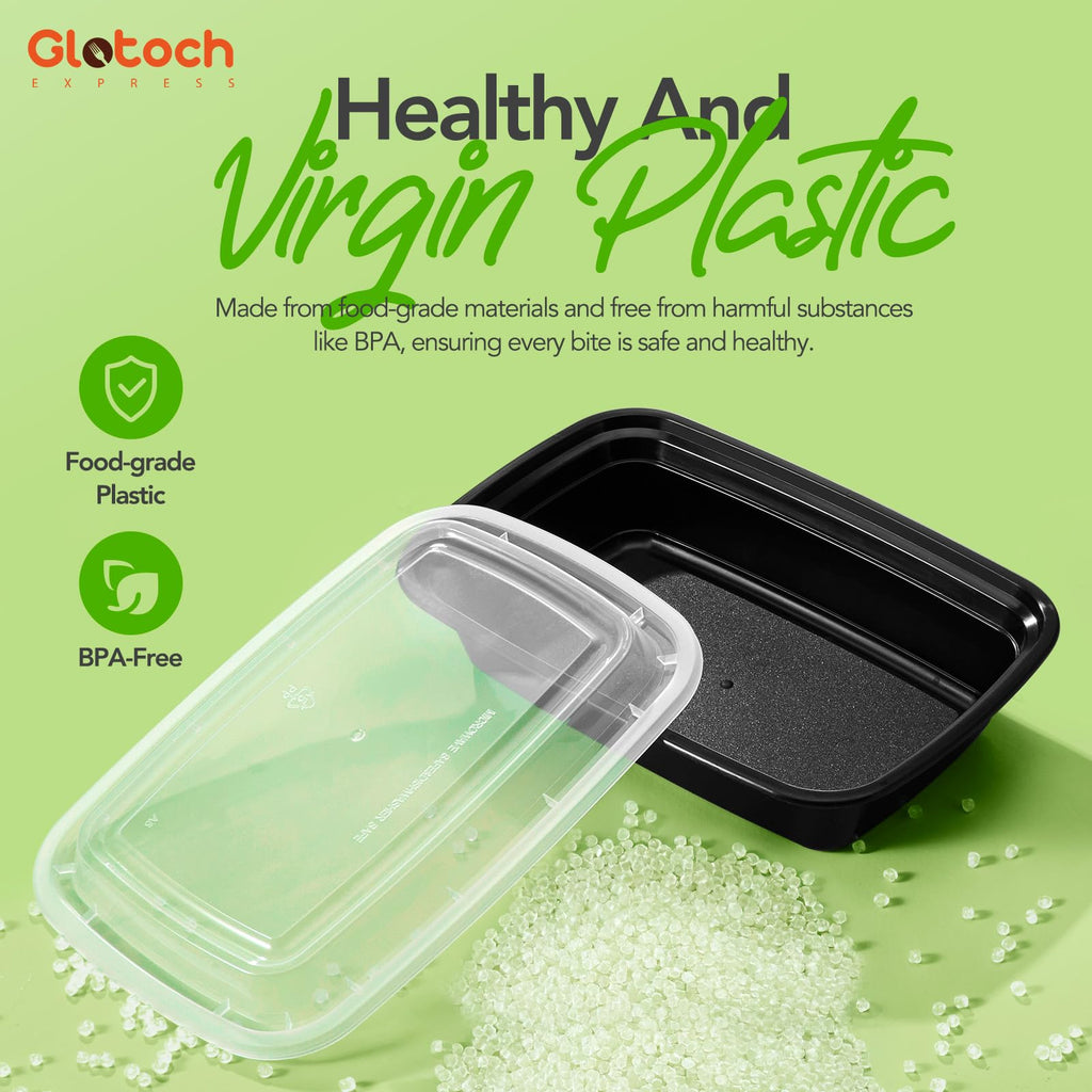 Glotoch Meal Prep Containers with Lids, 24 oz, 50 Pack (100-Piece)