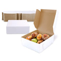 Fit Meal Prep 25 Pack White Bakery Boxes, 6 x 6 x 3 Inches Kraft Lining Pastry Boxes, Cardboard Treat Boxes Pie Boxes Cookie Boxes Dessert Boxes for Cupcakes, Chocolates, Donuts, Macarons
