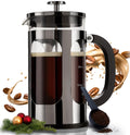 BAYKA French Press Coffee Maker, Easy to use,Large 304 Stainless Steel Coffee Press, Cold Brew Heat Resistant Thickened Borosilicate Coffee Pot for Camping Travel Gifts, 34 Ounce, Dark Pewter