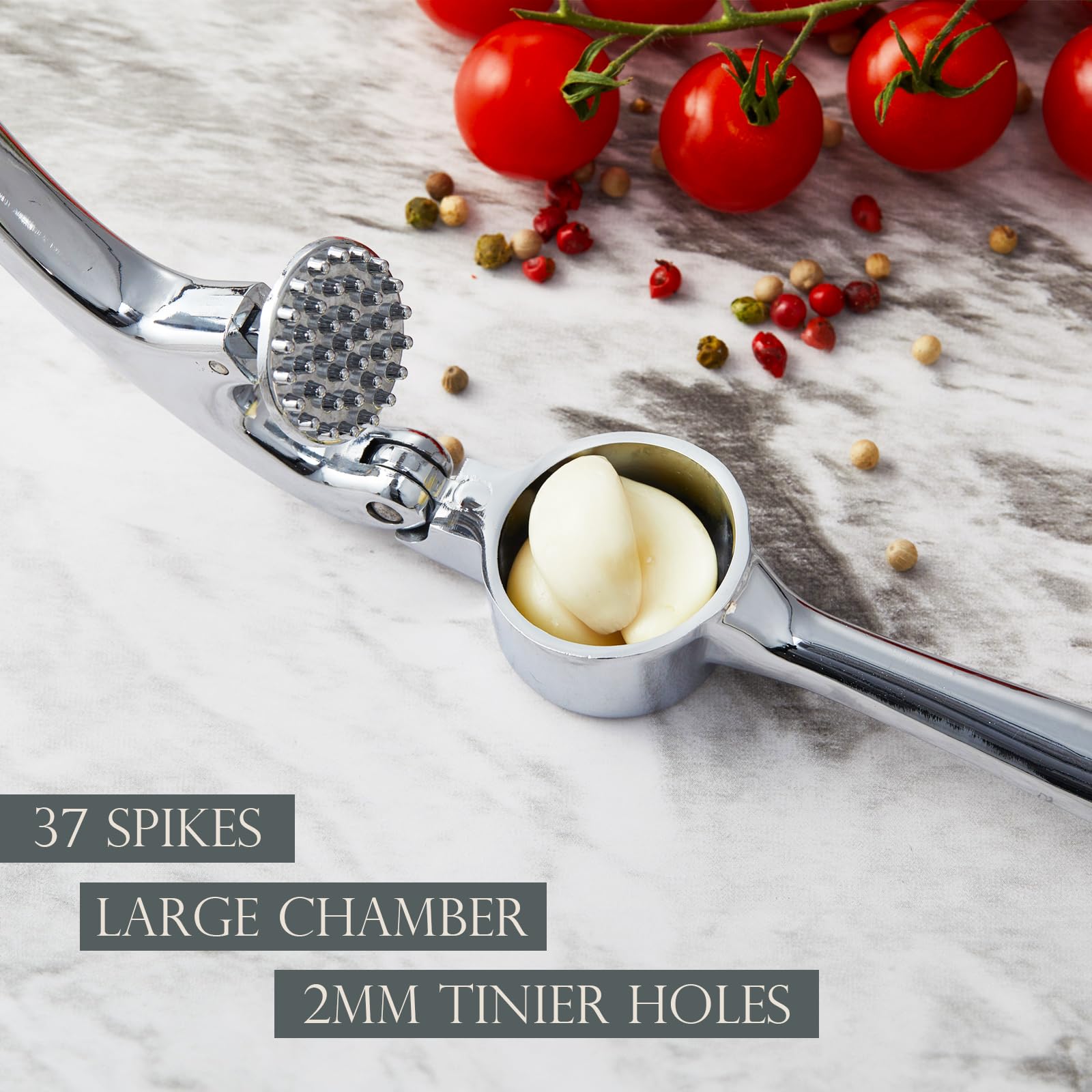 Premium Garlic Press, Professional Garlic Mincer, Easy to Squeeze and Clean, Rust Proof, Efficient Ginger Crusher - Sliver