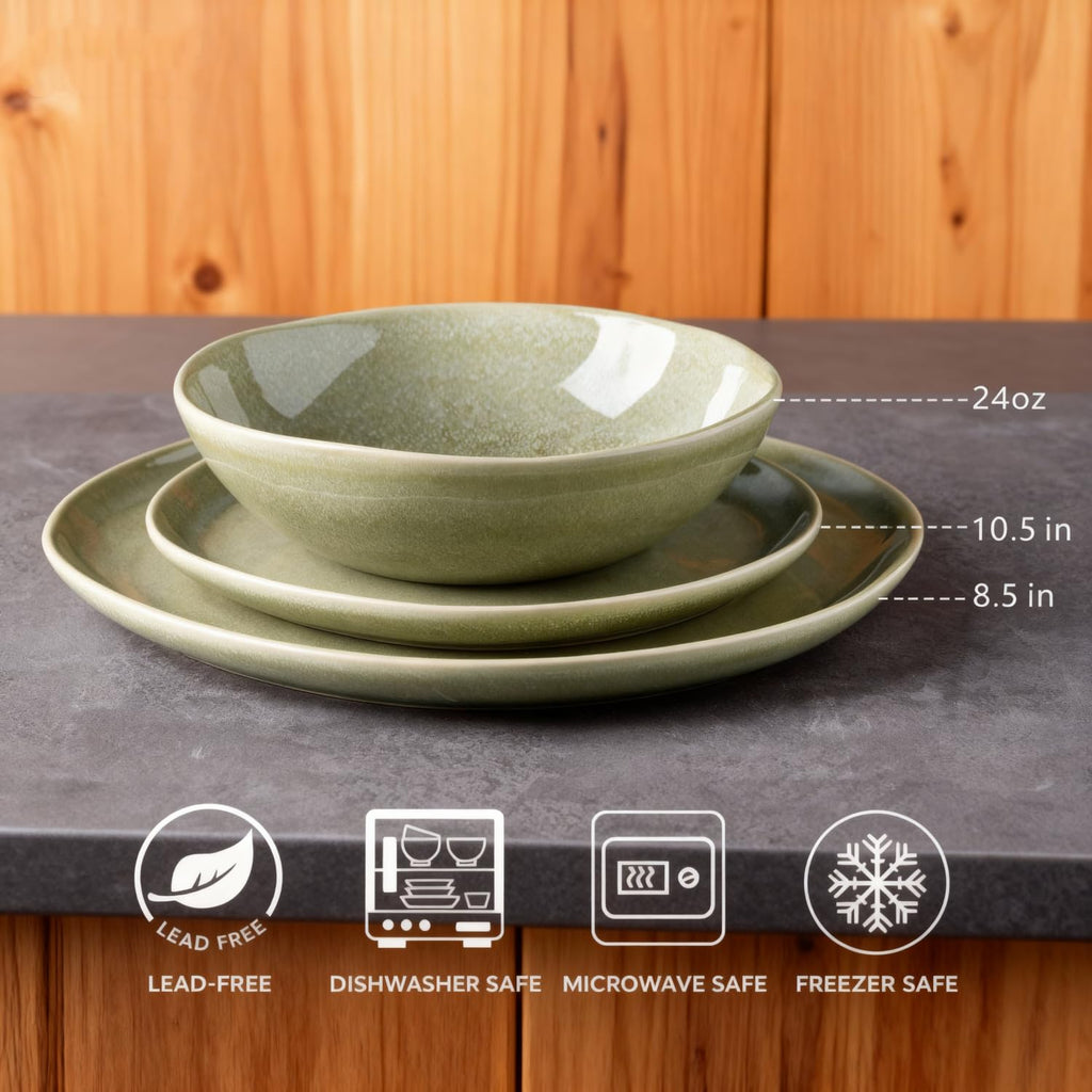 AmorArc Ceramic Dinnerware Sets for 8, 24Pcs Plates and Bowls Sets Dishes