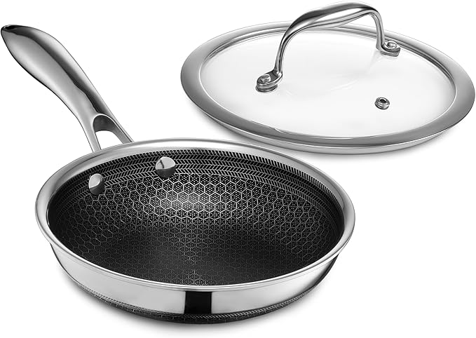 HexClad 10" Hybrid Nonstick Frying Pan with Lid, Dishwasher & Oven Safe
