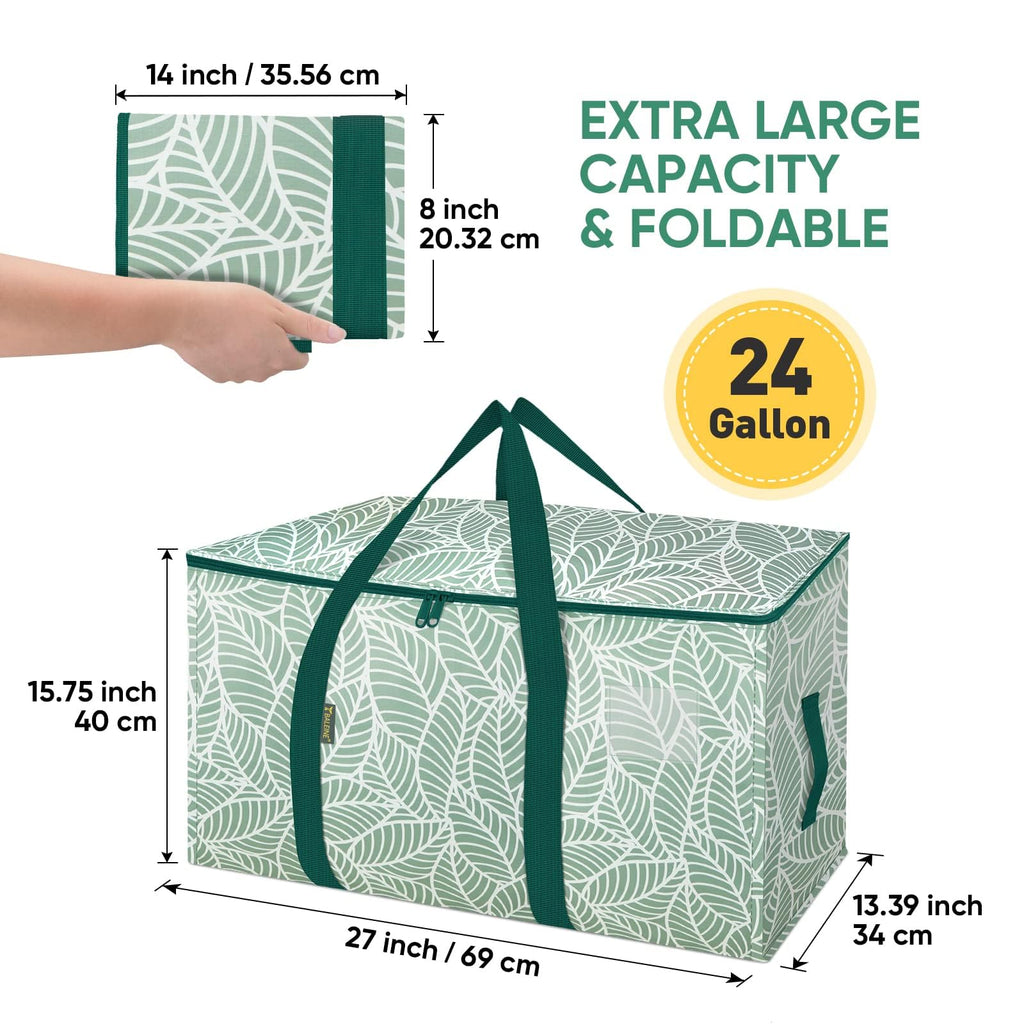 BALEINE 4-Pack Oversized Moving Bags with Reinforced Handles, Heavy-Duty Storage Tote for Clothes, Moving Supplies (Antique Folidage, 4-Pack)